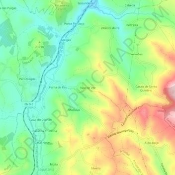 Vale de Vez topographic map, elevation, terrain