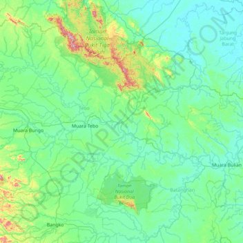 Tengah Ilir topographic map, elevation, terrain