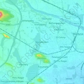 Madakkulam topographic map, elevation, terrain