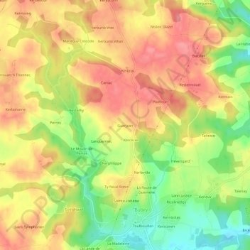 Guerjean topographic map, elevation, terrain