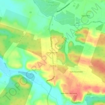 Santa Morelia topographic map, elevation, terrain