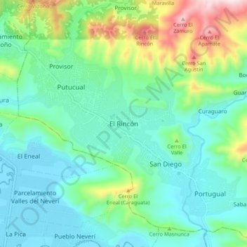 El Rincón topographic map, elevation, terrain