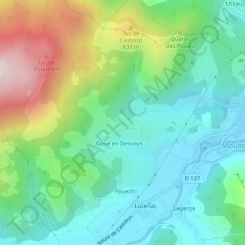 Las Bignos topographic map, elevation, terrain