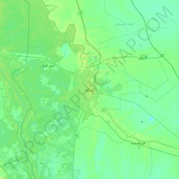 Al Hillah topographic map, elevation, terrain