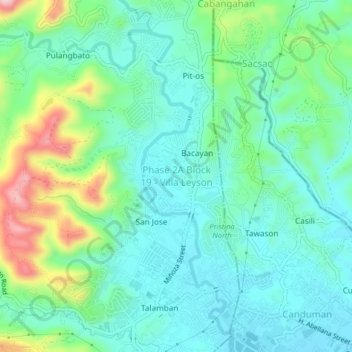 Phase 2A Block 19 - Villa Leyson topographic map, elevation, terrain