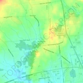 Brick Tavern topographic map, elevation, terrain