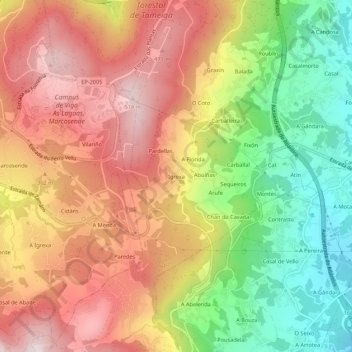 Igrexa topographic map, elevation, terrain