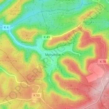 Mölschbach topographic map, elevation, terrain