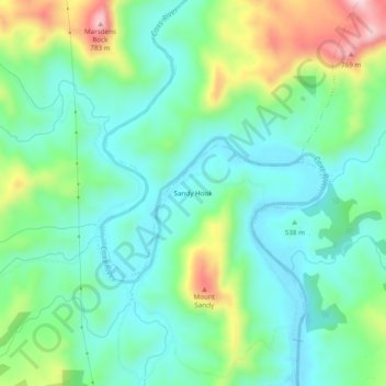 Sandy Hook topographic map, elevation, terrain