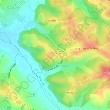 Le Conte topographic map, elevation, terrain