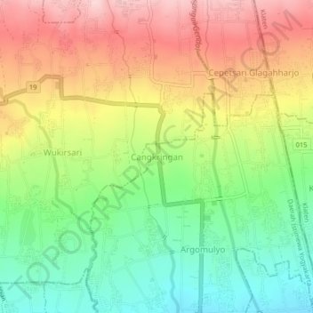 Cangkringan topographic map, elevation, terrain