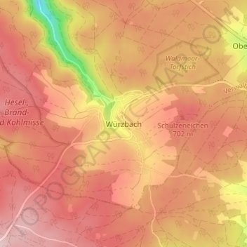 Würzbach topographic map, elevation, terrain