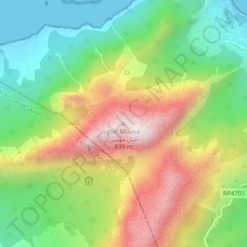 Jebel Musa topographic map, elevation, terrain