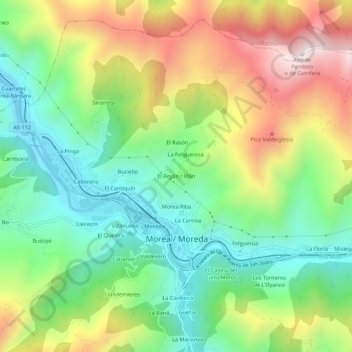 El Reyán/Rián topographic map, elevation, terrain