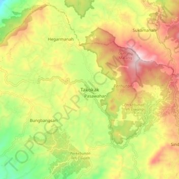 Takokak topographic map, elevation, terrain