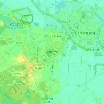 Altharen topographic map, elevation, terrain