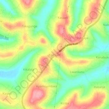 Kyanjale topographic map, elevation, terrain