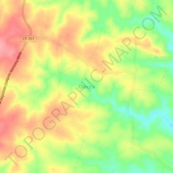 Oiticica topographic map, elevation, terrain