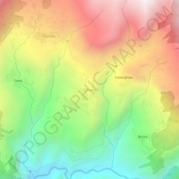 Ghuni topographic map, elevation, terrain