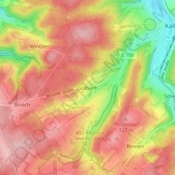 Golbach topographic map, elevation, terrain