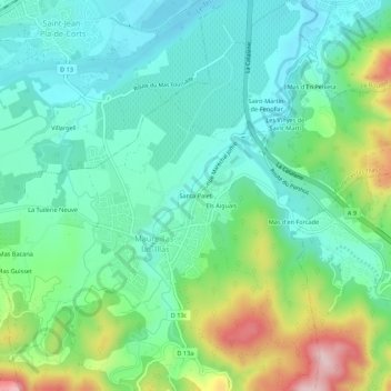 Santa Palet topographic map, elevation, terrain