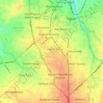Raj nagar topographic map, elevation, terrain