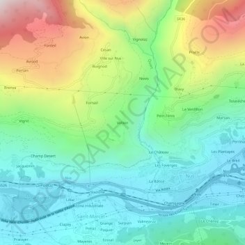 Vollein topographic map, elevation, terrain