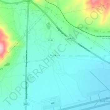 Akçakiraz topographic map, elevation, terrain
