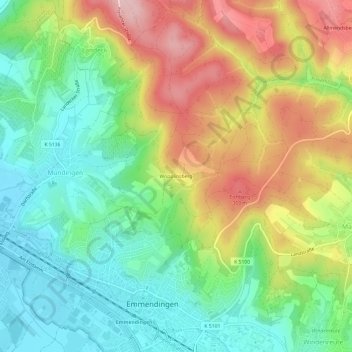 Wöpplinsberg topographic map, elevation, terrain