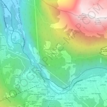 Le Bettey topographic map, elevation, terrain