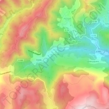 Le Crouzet topographic map, elevation, terrain