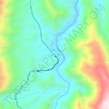 Millares topographic map, elevation, terrain