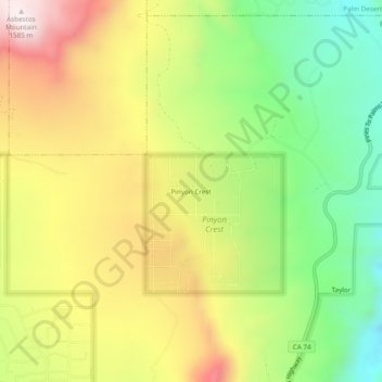 Pinyon Crest topographic map, elevation, terrain