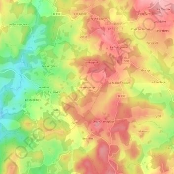 La Mauriange topographic map, elevation, terrain