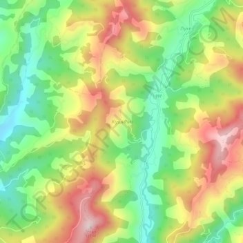Kusici topographic map, elevation, terrain