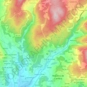 Algeriz topographic map, elevation, terrain