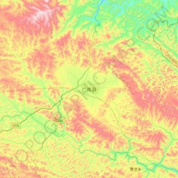 Guangnan topographic map, elevation, terrain