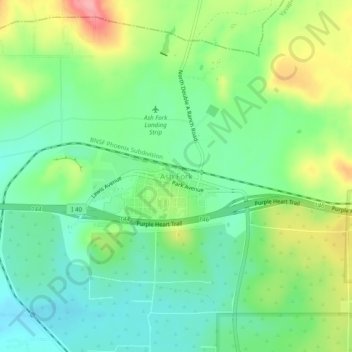 Ash Fork topographic map, elevation, terrain