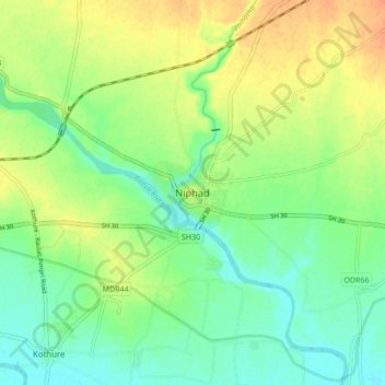 Niphad topographic map, elevation, terrain