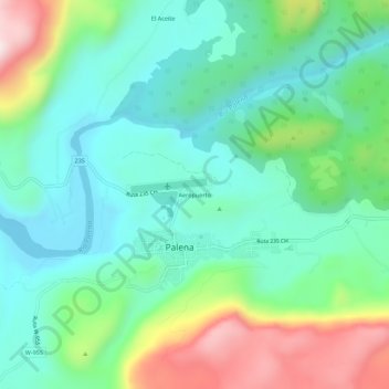 Aeropuerto topographic map, elevation, terrain