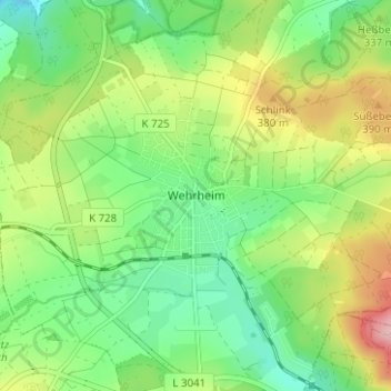 Wehrheim topographic map, elevation, terrain
