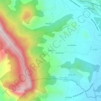 Thuoux topographic map, elevation, terrain