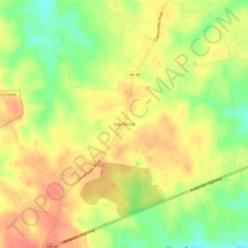 Oak Forest topographic map, elevation, terrain