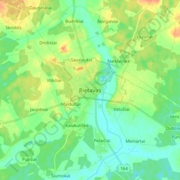 Rietavas topographic map, elevation, terrain