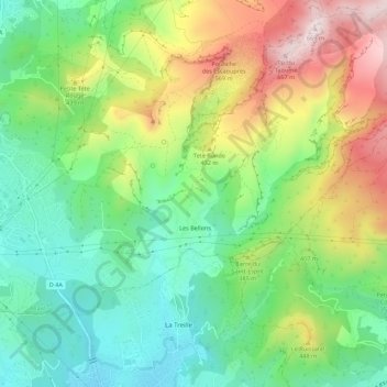 Les Bellons topographic map, elevation, terrain