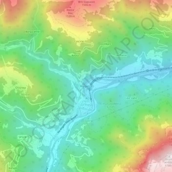Borganza topographic map, elevation, terrain