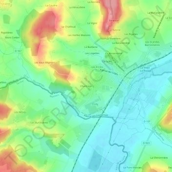 Chartrage topographic map, elevation, terrain
