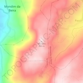 Mondim topographic map, elevation, terrain