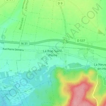 La Rue-Saint-Pierre topographic map, elevation, terrain