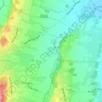 Touqué topographic map, elevation, terrain